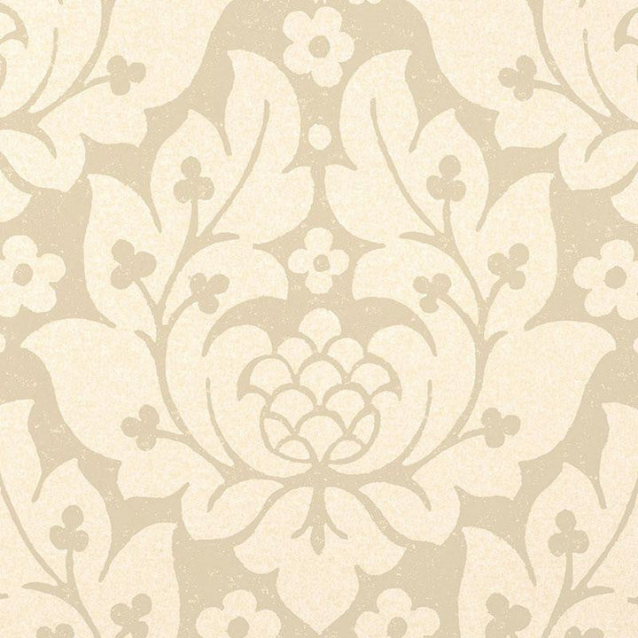 Fiore Damask Linen 5003670 by Schumacher Designer Wallpaper Palazzo 13.5" - Swanky Fabrics -