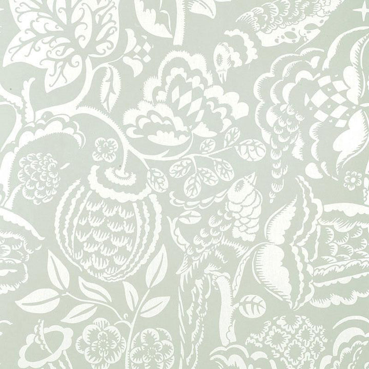 Uccello Aqua 5003713 by Schumacher Designer Wallpaper Palazzo 27.0" - Swanky Fabrics -