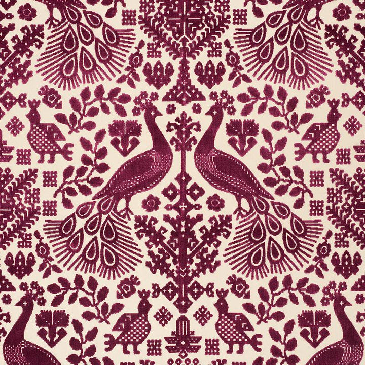 Pavone Velvet Garnet 72972 by Schumacher Designer Fabric Cut & Patterned Velvets 27.25" - Swanky Fabrics -