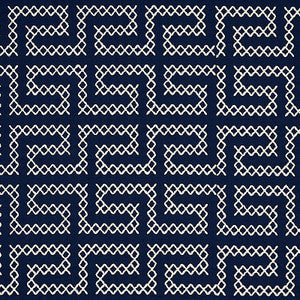 Schumacher Fabric A Maze Embroidery Navy 70233