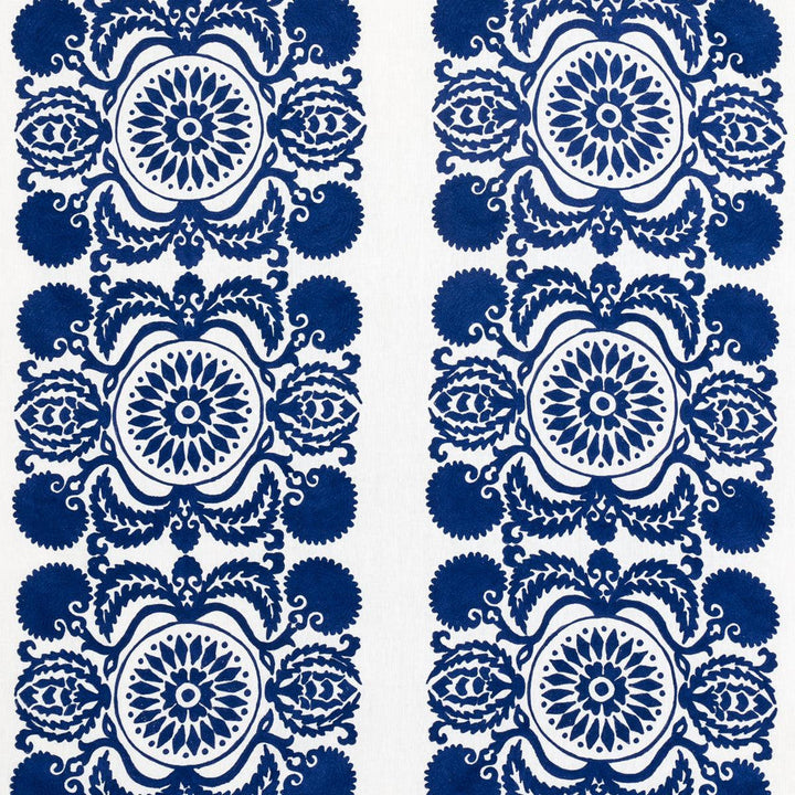 Castanet Embroidery Cobalt 70260 by Schumacher Designer Fabric Contemporary Embroideries 26.0" - Swanky Fabrics -