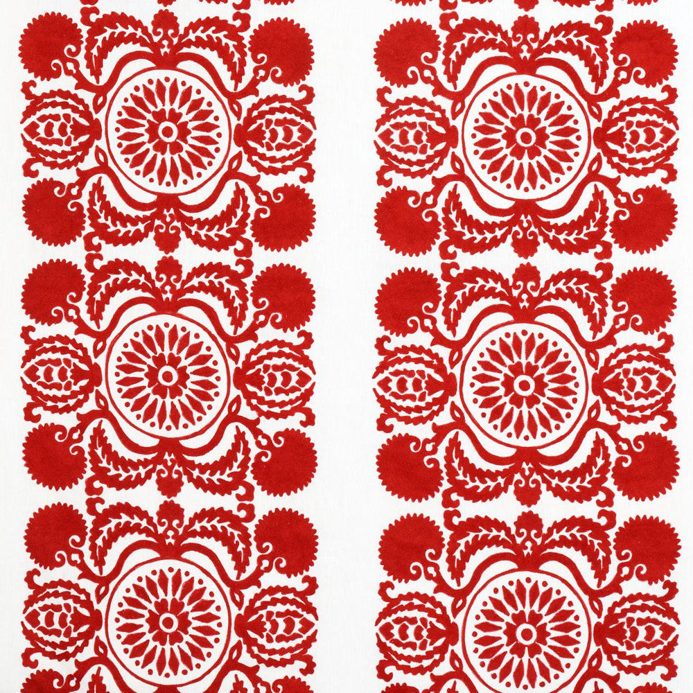 Castanet Embroidery Red 70261 by Schumacher Designer Fabric Contemporary Embroideries 26.0" - Swanky Fabrics -