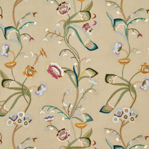 Schumacher Fabric Vanessa Embroidery Chamois/Multi 52090