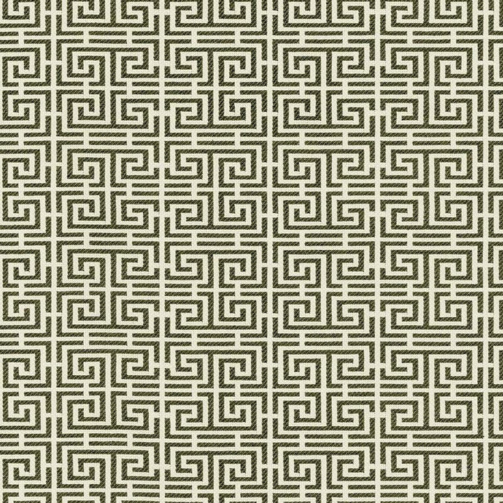 Chinois Fret Noir/ Almond 54950 by Schumacher Designer Fabric Essentials: Small-Scale Upholstery 2.25" - Swanky Fabrics -
