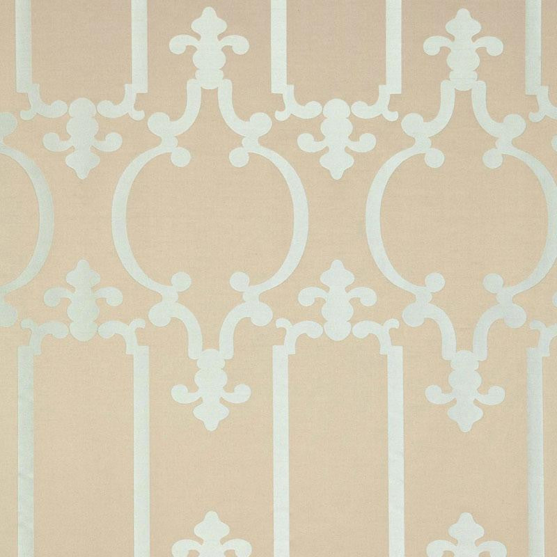 Ornamental Silk Silvered Aqua 55860 by Schumacher Designer Fabric Modern Glamour 13.88" - Swanky Fabrics -