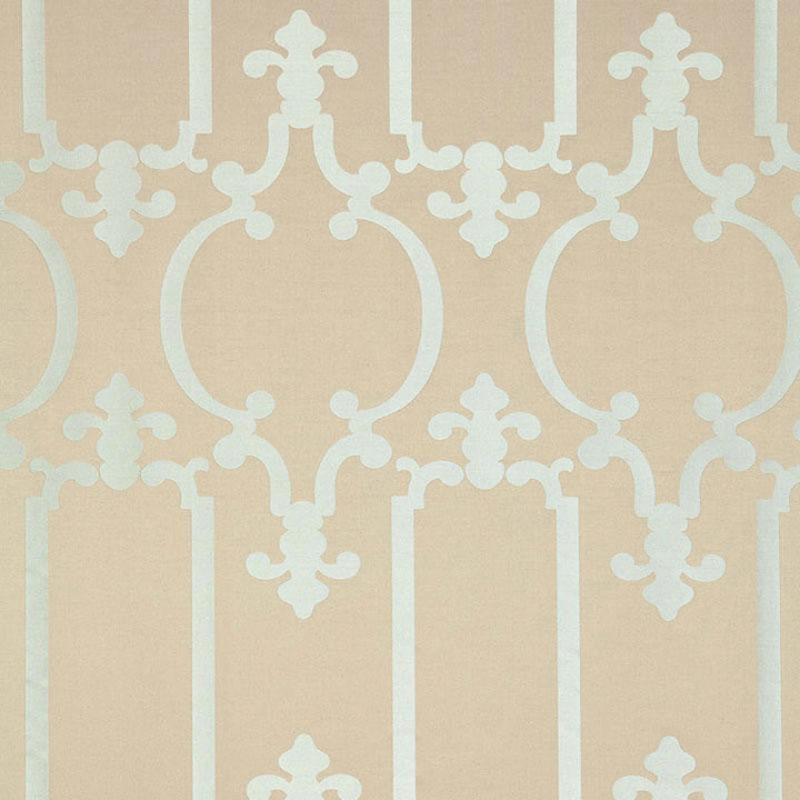 Ornamental Silk Silvered Aqua 55860 by Schumacher Designer Fabric Modern Glamour 13.88" - Swanky Fabrics -