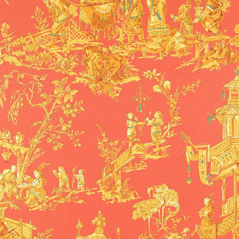 Chinois Coral 168271 by Schumacher Designer Fabric Schumacher Classics 27.0" - Swanky Fabrics -
