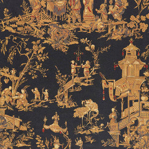 Schumacher Fabric Chinois Charcoal 168274