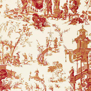 Schumacher Fabric Chinois Creme & Red 168276