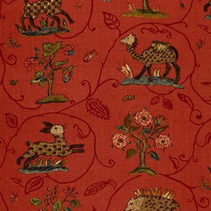 Schumacher Fabric La Menagerie Flame Red 172762