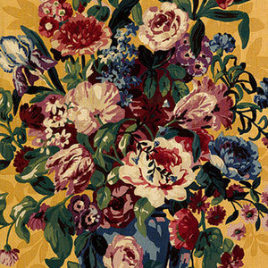Schumacher Fabric Centennial Bouquet Document Ochre 173000