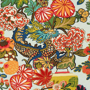 Schumacher Fabric Chiang Mai Dragon Aquamarine 173270
