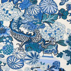 Schumacher Fabric Chiang Mai Dragon China Blue 173272