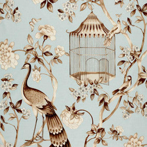 Schumacher Fabric Oiseaux Et Fleurs Mineral 173440