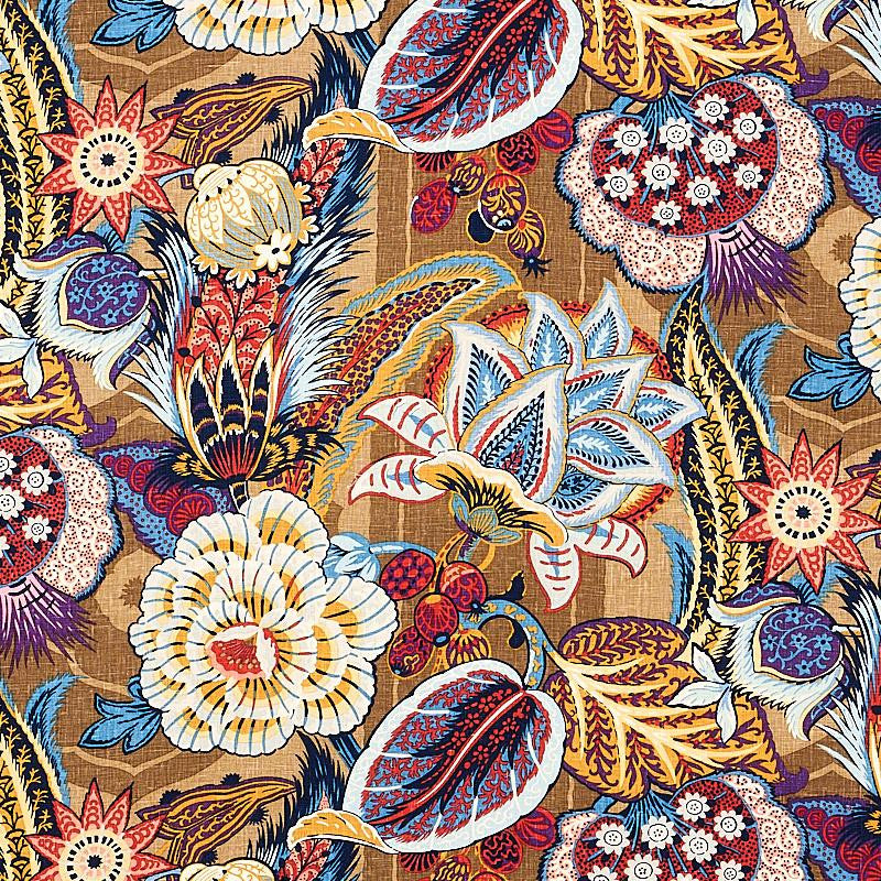 Zanzibar Linen Print Cerulean 173520 by Schumacher Designer Fabric Schumacher Classics 29.0" - Swanky Fabrics -