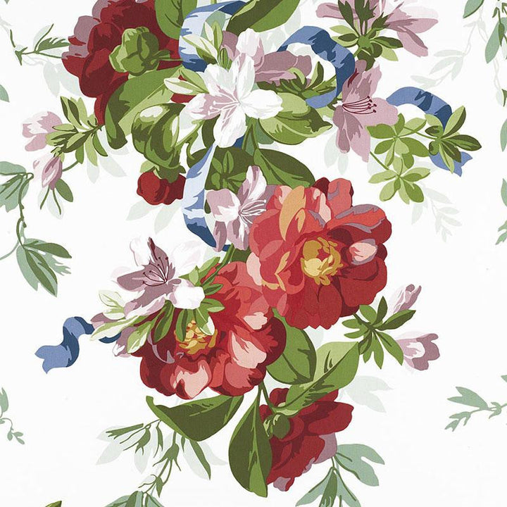 Ellesmere Ribbon Floral Ivory 173810 by Schumacher Designer Fabric Good Vibrations 27.0" - Swanky Fabrics -