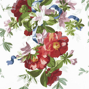 Schumacher Fabric Ellesmere Ribbon Floral Ivory 173810