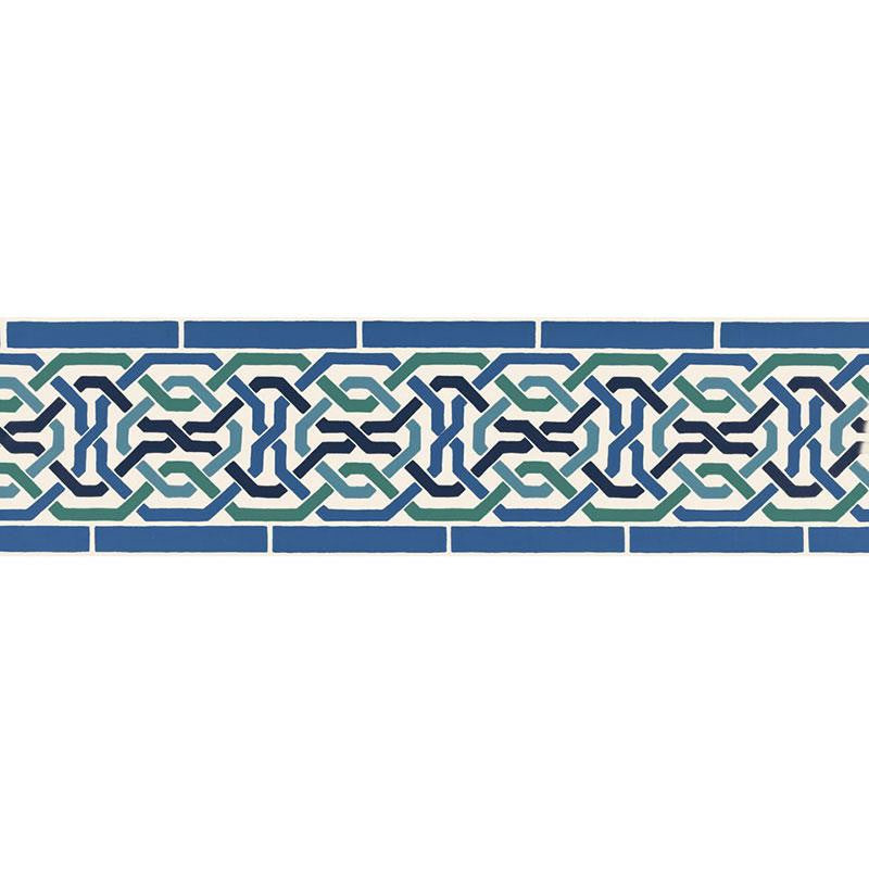Darro Mosaic Border Aegean 5006020 by Schumacher Designer Wallpaper Byzantium 13.5" - Swanky Fabrics -