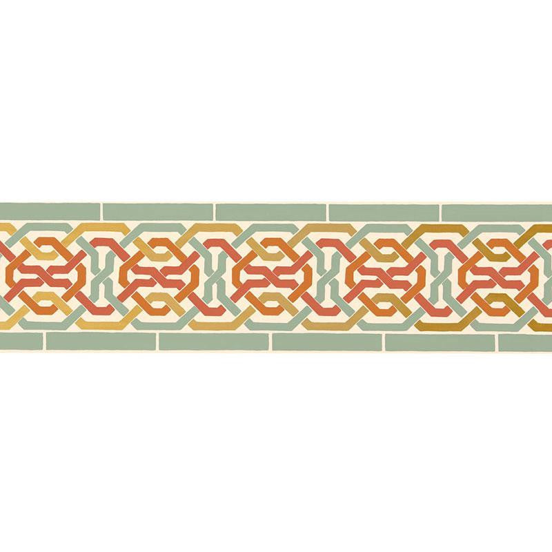 Darro Mosaic Border Persimmon 5006022 by Schumacher Designer Wallpaper Byzantium 13.5" - Swanky Fabrics -