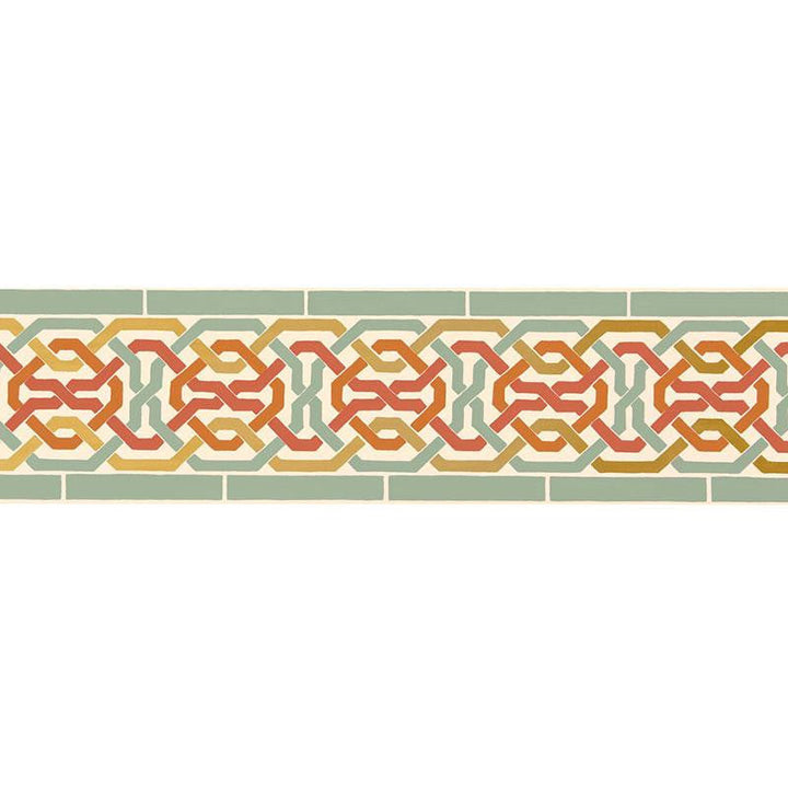 Darro Mosaic Border Persimmon 5006022 by Schumacher Designer Wallpaper Byzantium 13.5" - Swanky Fabrics -
