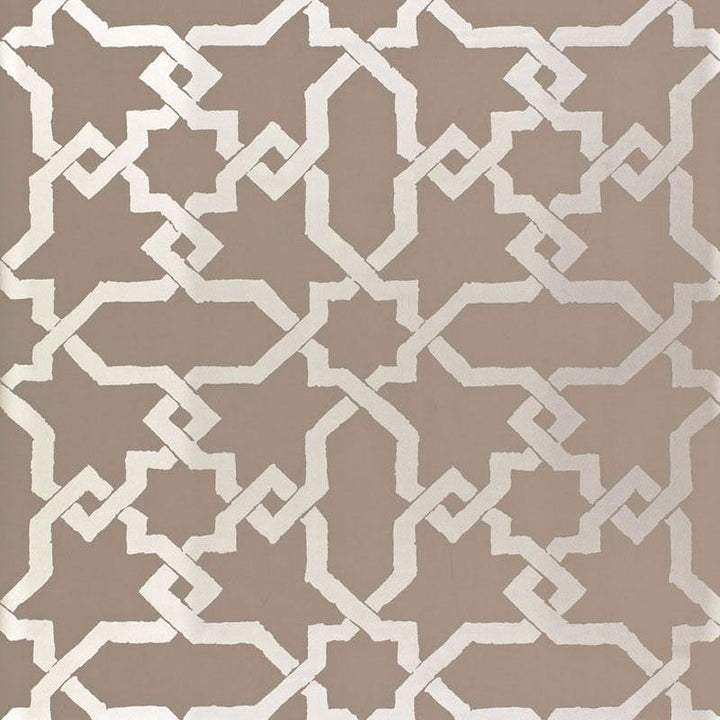 Cordoba Taupe / Silver 5005922 by Schumacher Designer Wallpaper Byzantium 13.5" - Swanky Fabrics -