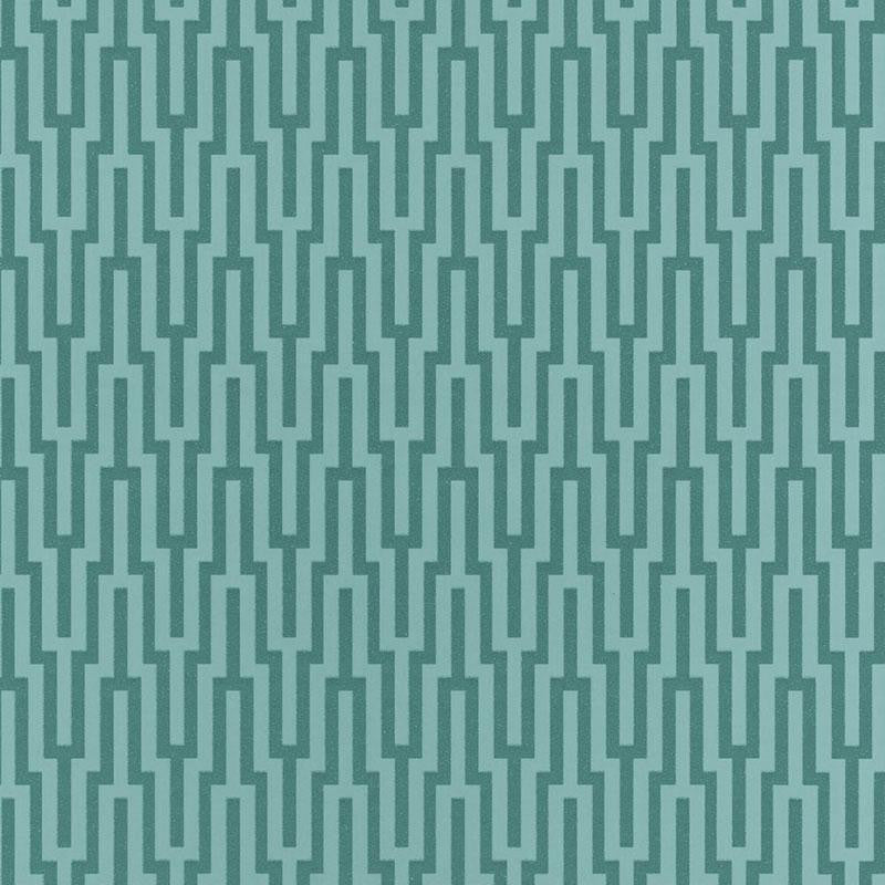 Metropolitan Fret Turquoise 5005894 by Schumacher Designer Wallpaper Byzantium 3.38" - Swanky Fabrics -