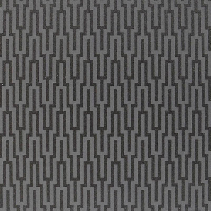 Metropolitan Fret Black Pearl 5005895 by Schumacher Designer Wallpaper Byzantium 3.38" - Swanky Fabrics -