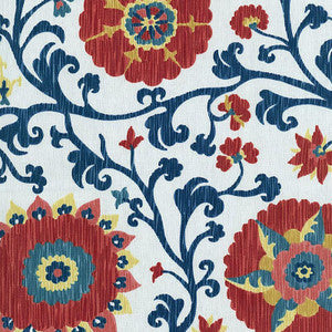 Schumacher Fabric Fergana Embroidery Print Prussian 1327001