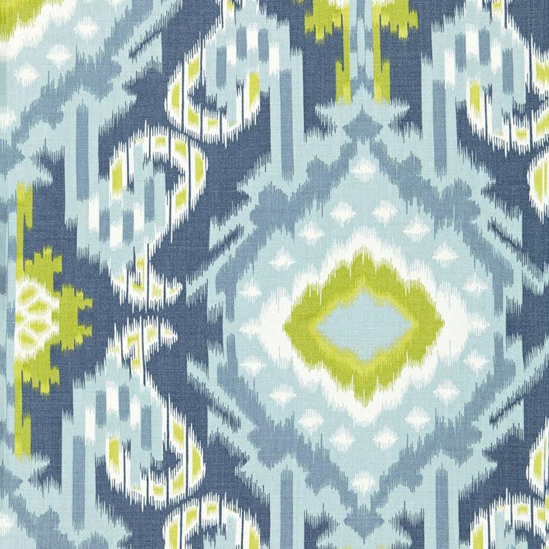 Kiribati Ikat Print Aquamarine 174982 by Schumacher Designer Fabric Ottoman Chic 18.0" - Swanky Fabrics -