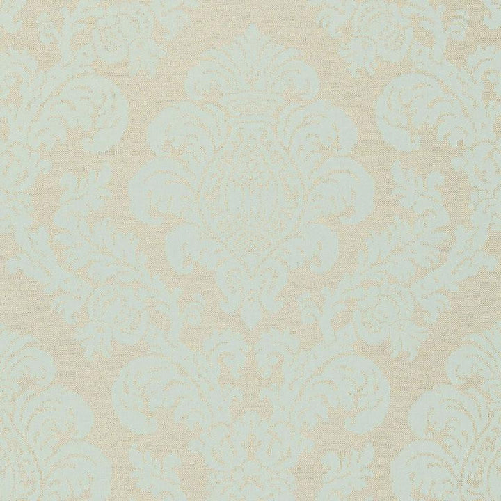 Firenze Linen Damask Aqua 66631 by Schumacher Designer Fabric Palazzo 13.88" - Swanky Fabrics -