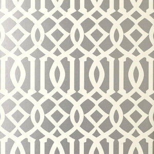 Schumacher Wallpaper Imperial Trellis Silver 5003362