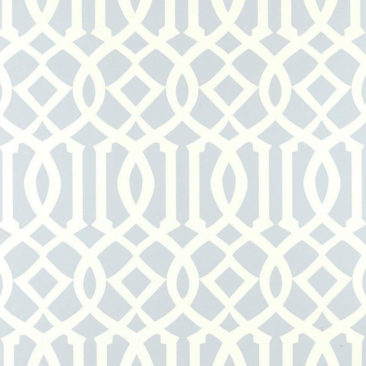 Imperial Trellis Soft Aqua 5003363 by Schumacher Designer Wallpaper Print Happy 6.75" - Swanky Fabrics -