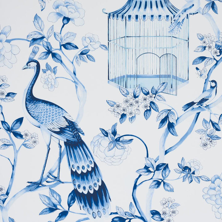 Oiseaux Et Fleurs Porcelain 5004081 by Schumacher Designer Wallpaper Atelier 27.0" - Swanky Fabrics -