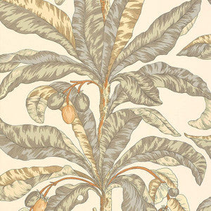 Schumacher Wallpaper Blair House Palm Vanilla & Aqua 5004060