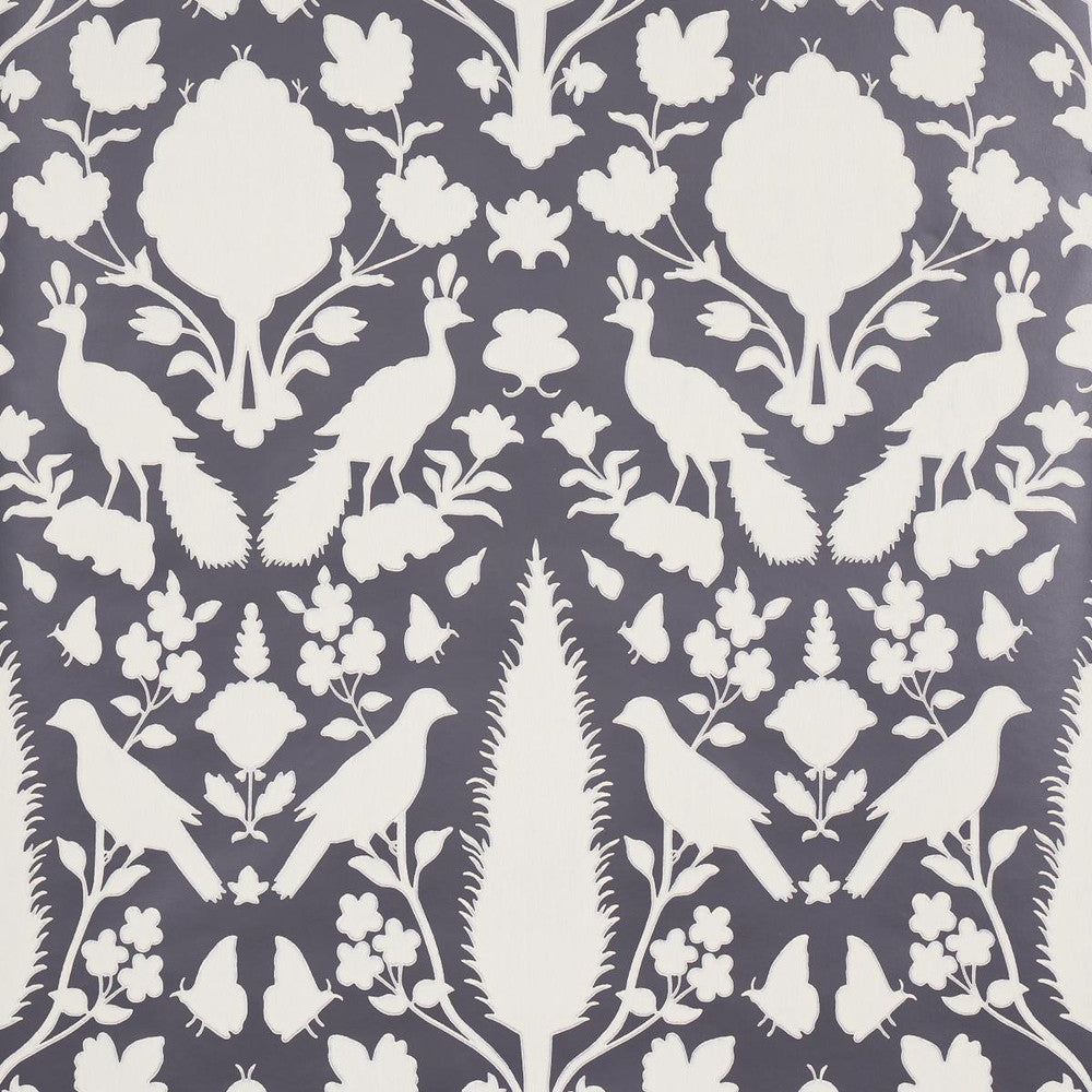 Chenonceau Charcoal 5004123 by Schumacher Designer Wallpaper Exuberant Prints 13.5" - Swanky Fabrics -