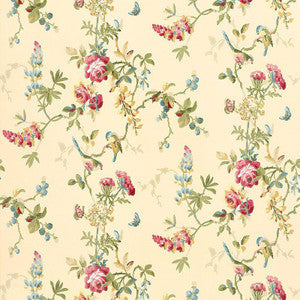 Schumacher Wallpaper Chickadee Floral Vanilla 5004361