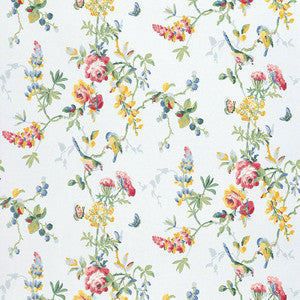Schumacher Wallpaper Chickadee Floral Sky 5004362