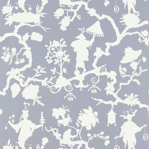 Schumacher Wallpaper Shantung Silhouette Print Wisteria 5005152