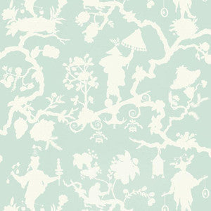 Schumacher Wallpaper Shantung Silhouette Print Mineral 5005153