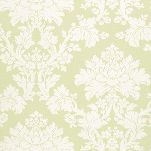Schumacher Wallpaper Tierni Damask Celery 5004462