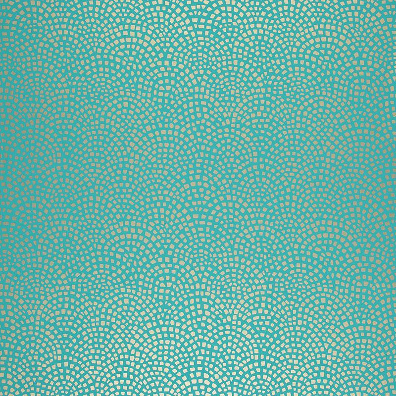 Mosaic Turquoise 5005043 by Schumacher Designer Wallpaper Modern Nature 13.5" - Swanky Fabrics -
