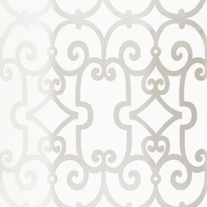 Schumacher Wallpaper Manor Gate Silver 5005054