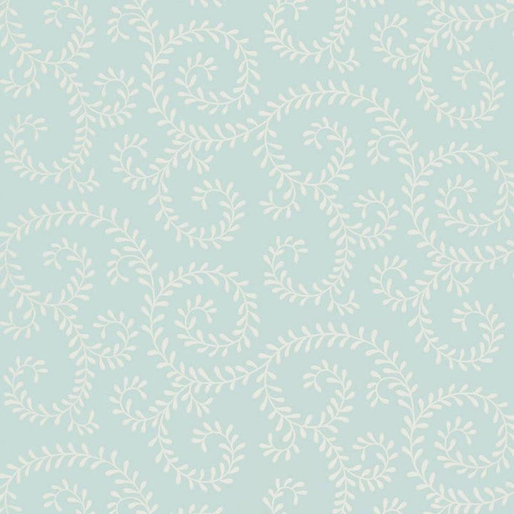 Leafy Scroll Sky 5005092 by Schumacher Designer Wallpaper Simply Charming 13.5" - Swanky Fabrics -