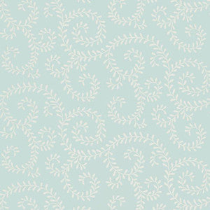 Schumacher Wallpaper Leafy Scroll Sky 5005092