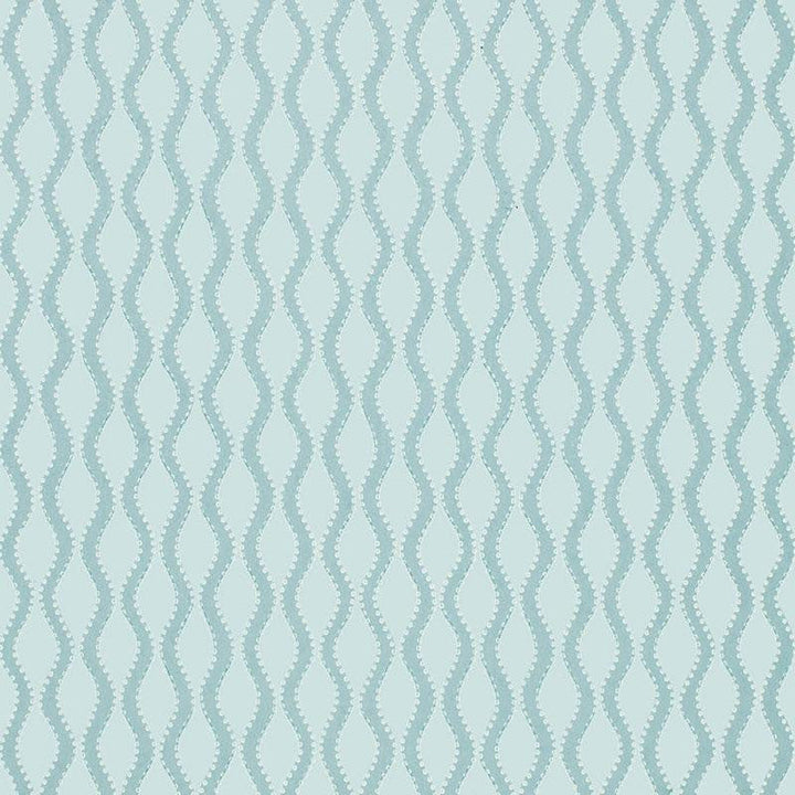 Ribbon Wave Aqua 5005162 by Schumacher Designer Wallpaper Simply Charming 2.0" - Swanky Fabrics -