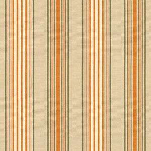 Schumacher Fabric Saratoga Cotton Stripe Beige / Mocha / Pumpkin 62961