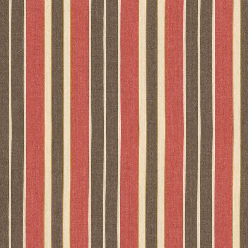 Beacon Cotton Stripe Red/Java/Beige 62994 by Schumacher Designer Fabric Country House Cottons 6.75" - Swanky Fabrics -