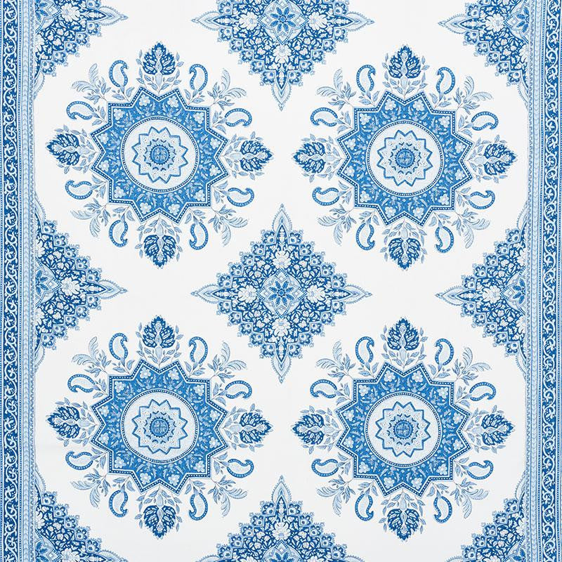 Montecito Medallion Indigo 176481 by Schumacher Designer Fabric Mark D. Sikes 54.0" - Swanky Fabrics -