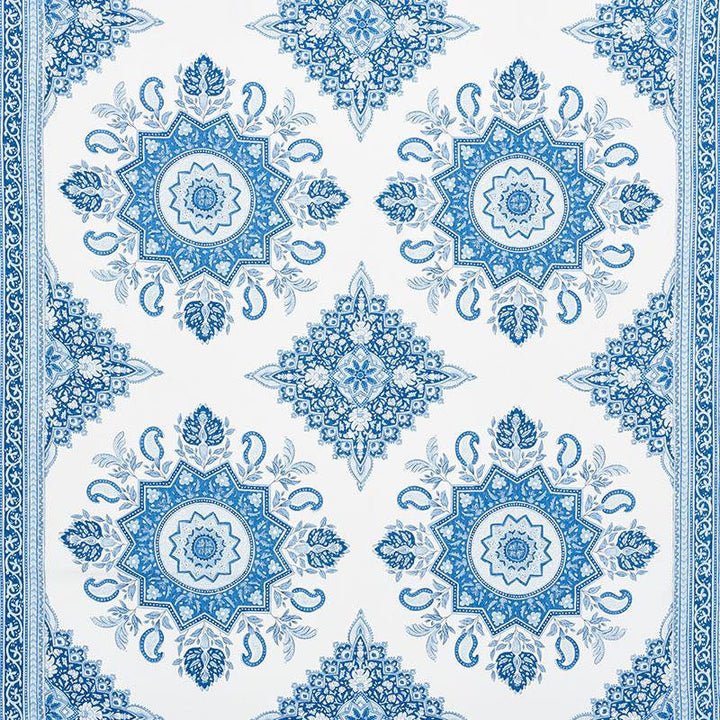 Montecito Medallion Indigo 176481 by Schumacher Designer Fabric Mark D. Sikes 54.0" - Swanky Fabrics -