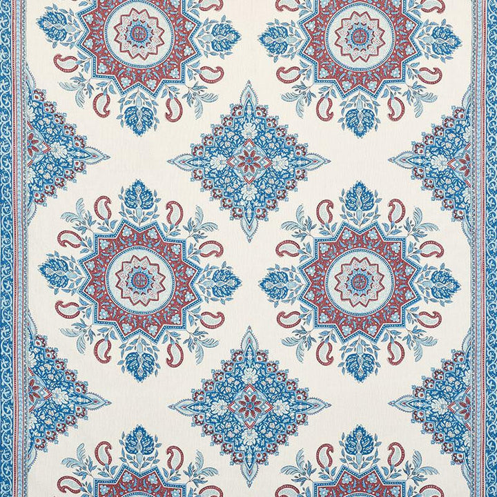 Montecito Medallion Red 176482 by Schumacher Designer Fabric Mark D. Sikes 54.0" - Swanky Fabrics -